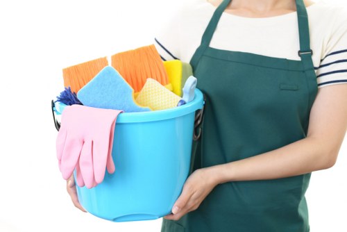 Carpet cleaning technician preparing equipment for a scheduled service
